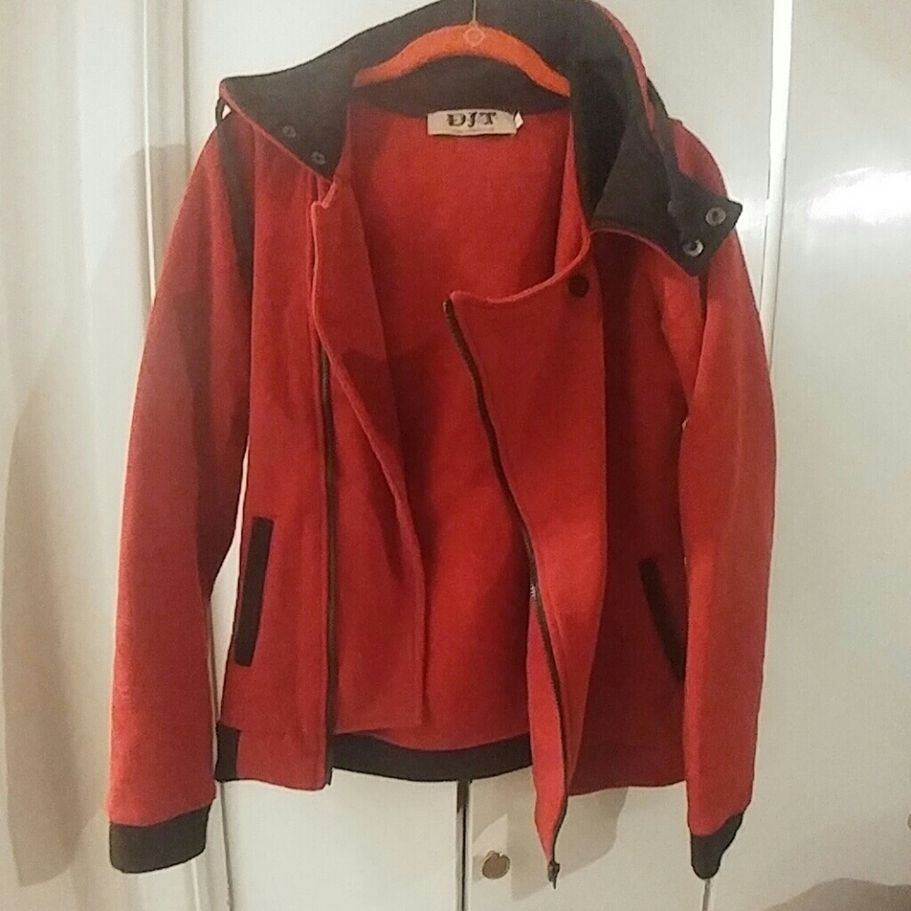 DJT motorcycle jacket-style hoodie red + black